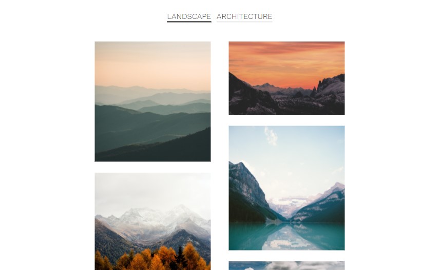 screenshot of the website