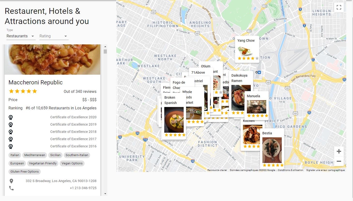 screenshot of the website